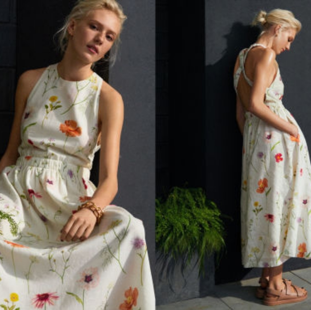 H&M Wildflower Collection backless dress XXL
